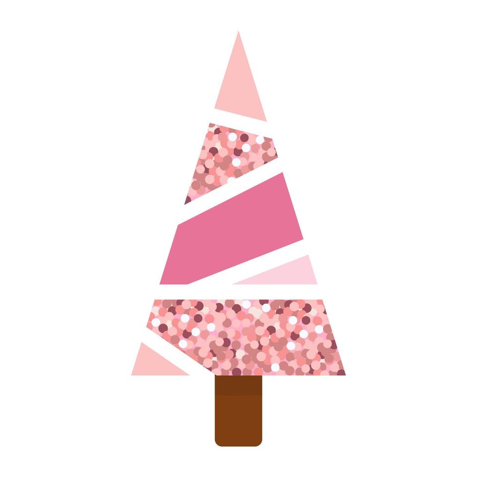 weihnachtsbaum mit realistischem rosa glitzerstaub. Vektor-Illustration Weihnachtskonzept. perfekt für weihnachts- und neujahrskarten. vektor