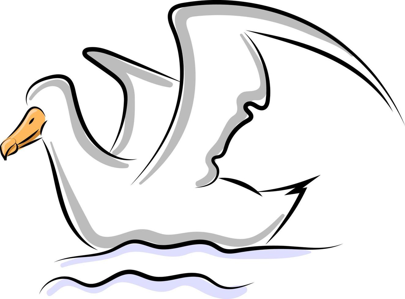 fågel i vatten, illustration, vektor på vit bakgrund.