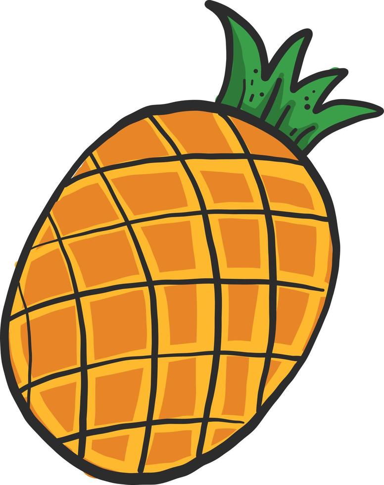 färsk ananas , illustration, vektor på vit bakgrund
