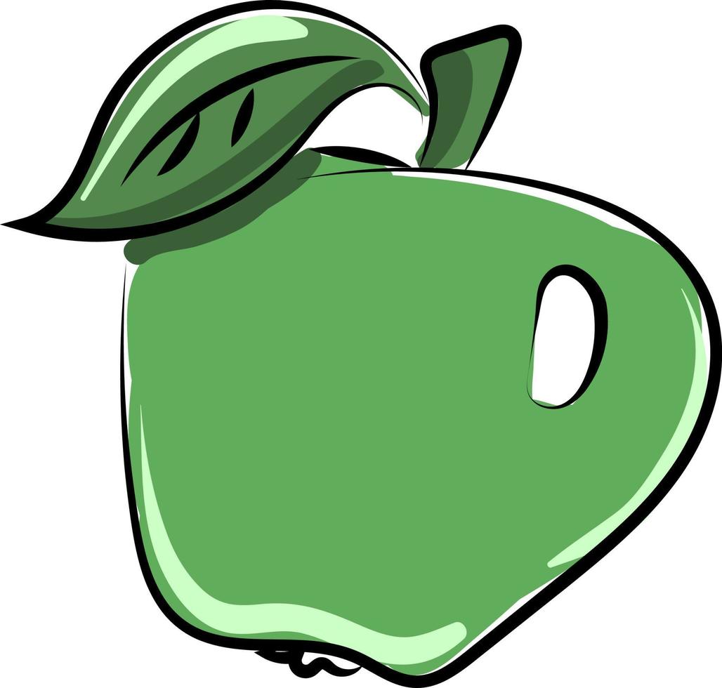 grüne Apfelskizze, Illustration, Vektor auf weißem Hintergrund.