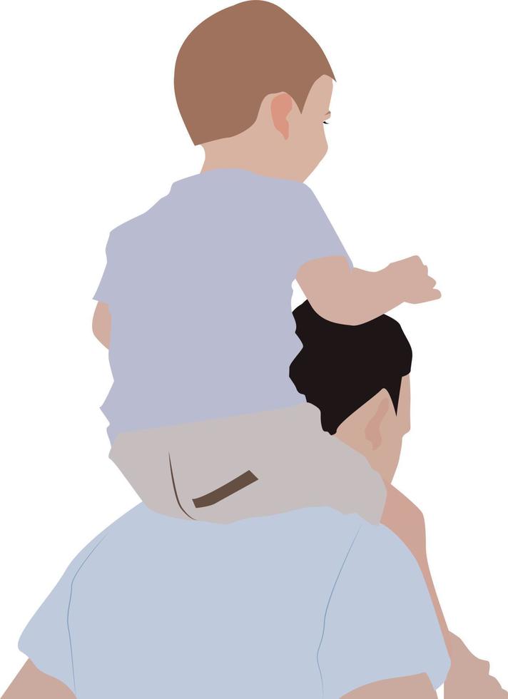Baby auf den Schultern, Illustration, Vektor auf weißem Hintergrund.