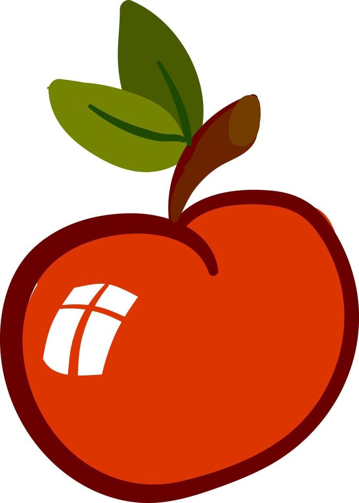 skön röd äpple, illustration, vektor på vit bakgrund.