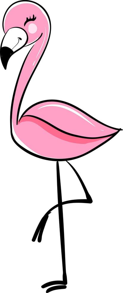 söt flamingo, illustration, vektor på vit bakgrund.