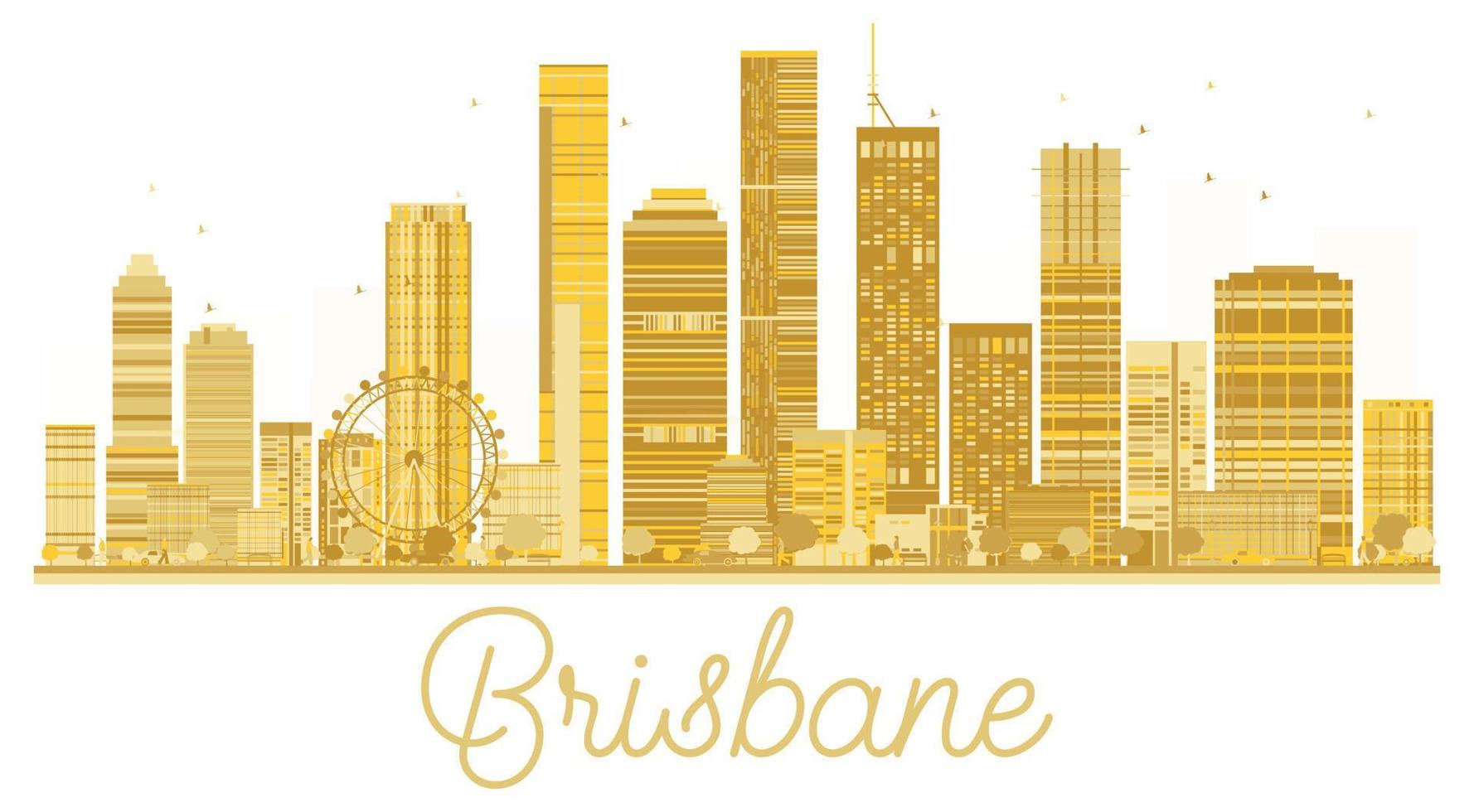 brisbane city skyline gyllene siluett. vektor