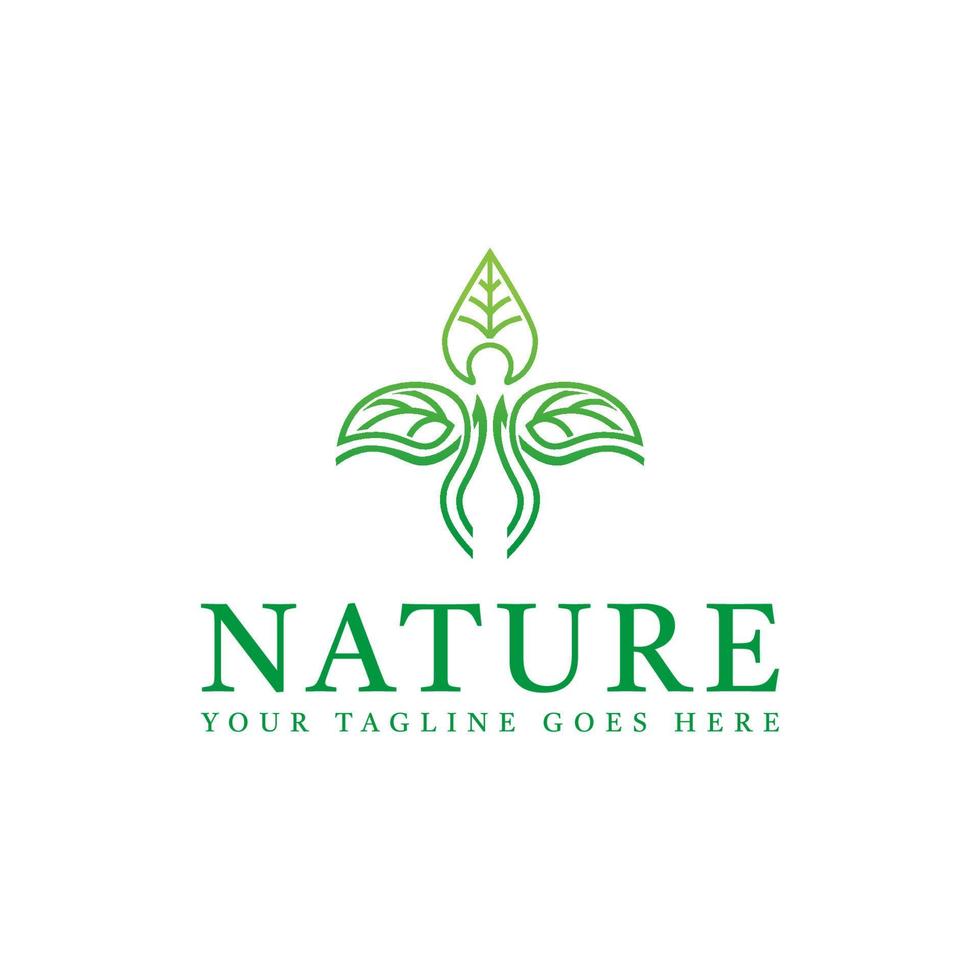 Logo Natur Blatt Menschen Strichzeichnungen Vektor
