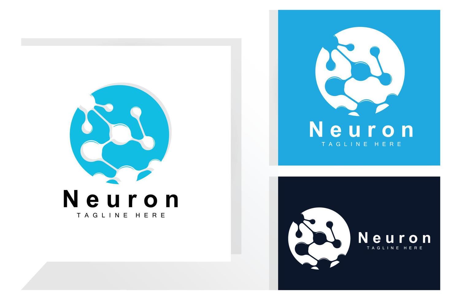 neuron logo design vektor nervenzelle illustration molekulare dna gesundheitsmarke