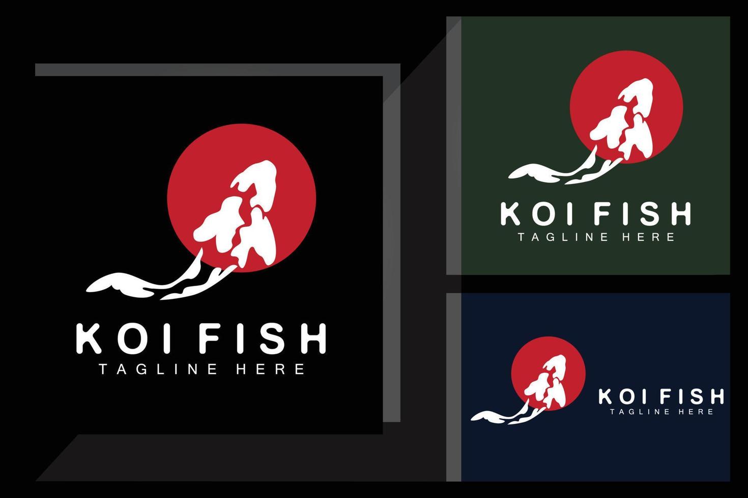 koi fisk logotyp design, kinesisk tur- och triumf dekorativ fisk vektor, företag varumärke guld fisk ikon vektor