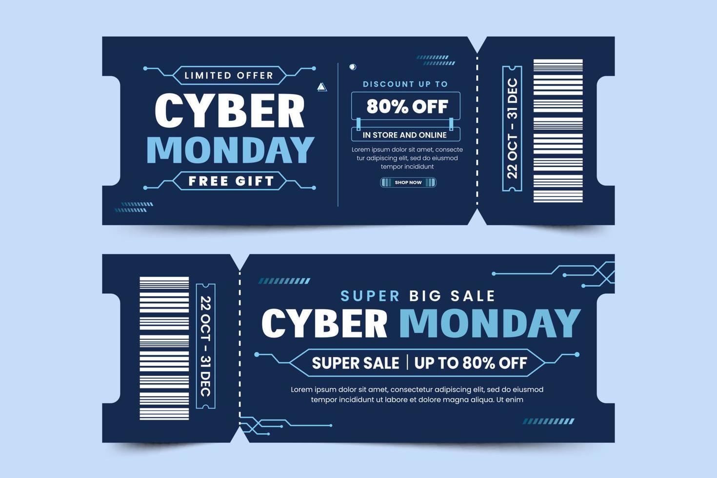 cyber måndag voucher eller kupong design mall vektor