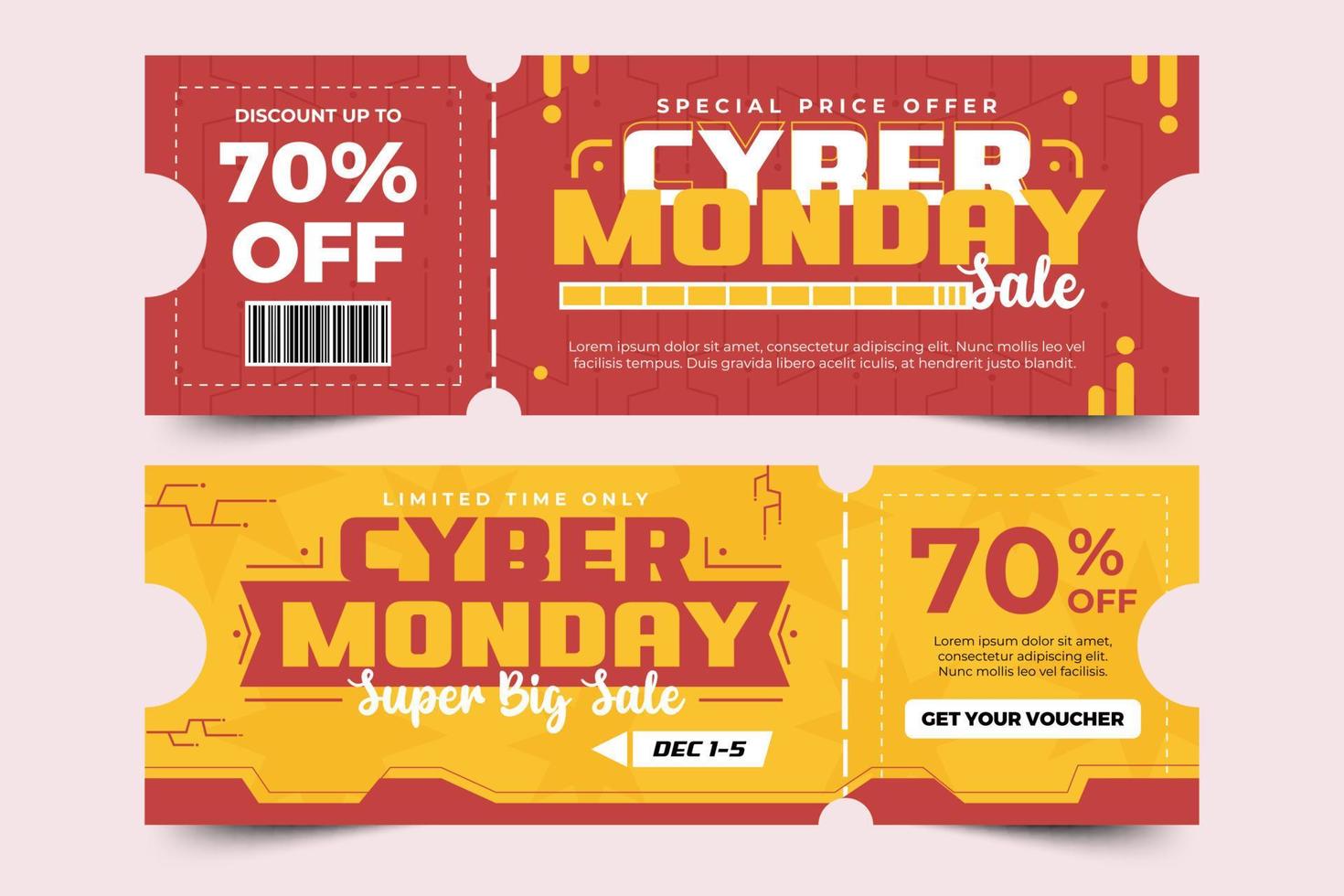 cyber montag gutschein oder coupon-design-vorlage vektor