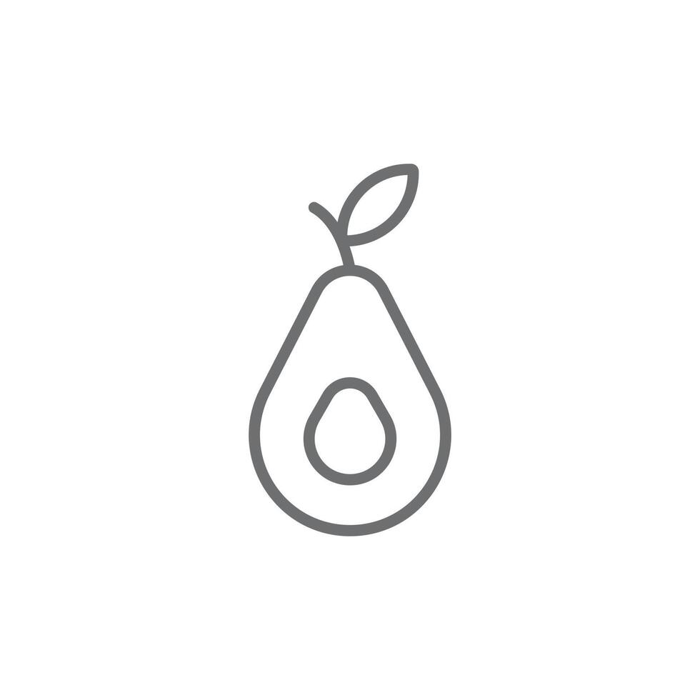 eps10 graue Vektor-Avocado-Obst- oder Gemüselinie Kunstsymbol isoliert auf weißem Hintergrund. Food Fruit Outline Symbol in einem einfachen, flachen, trendigen, modernen Stil für Ihr Website-Design, Logo und mobile App vektor