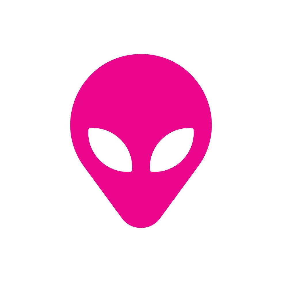 eps10 rosa Vektor außerirdisches außerirdisches Gesicht oder solide Kunstikone des Kopfes lokalisiert auf weißem Hintergrund. Alien-Symbol in einem einfachen, flachen, trendigen, modernen Stil für Ihr Website-Design, Logo und mobile Anwendung
