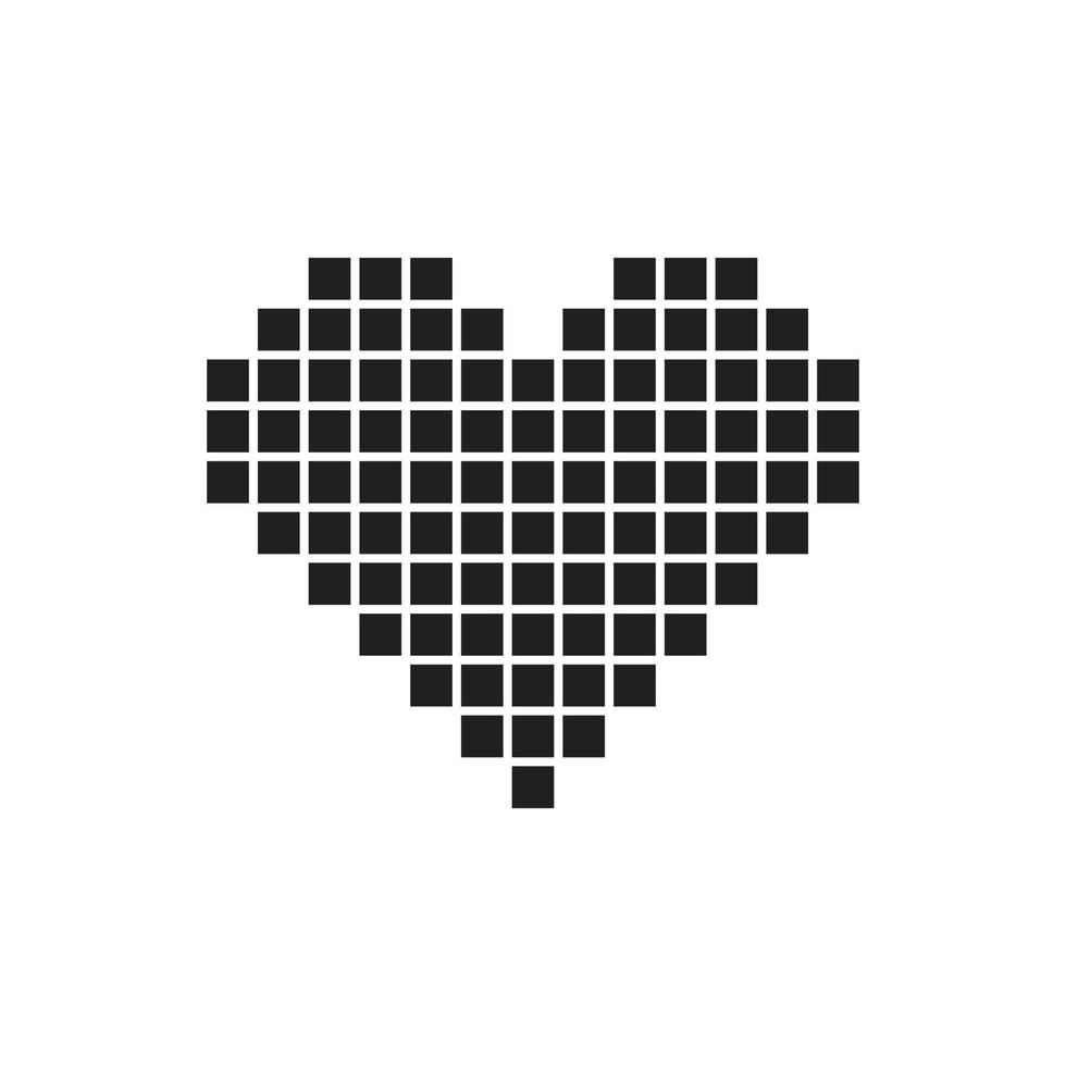 eps10 schwarze Vektorpixelkunst Herz abstrakte solide Symbol isoliert auf weißem Hintergrund. Liebessymbol in einem einfachen, flachen, trendigen, modernen Stil für Ihr Website-Design, Logo und mobile Anwendung vektor