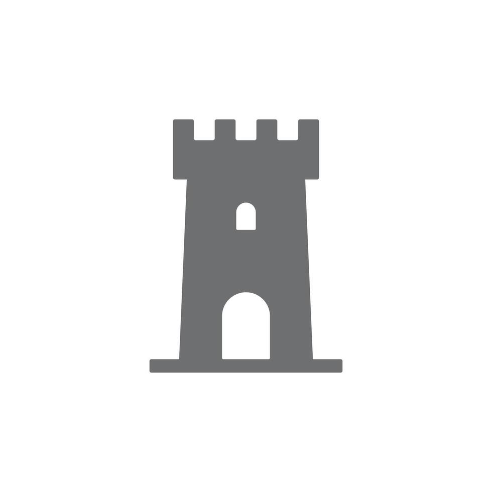 eps10 grauer Vektor Burgturm abstrakte solide Kunstikone isoliert auf weißem Hintergrund. Burggebäude-Symbol in einem einfachen, flachen, trendigen, modernen Stil für Ihr Website-Design, Logo und mobile Anwendung