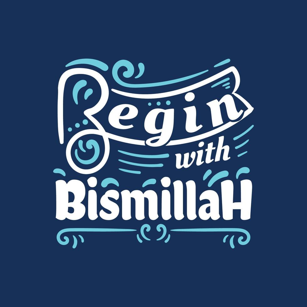 Beginnen Sie mit der Bismillah-Handbeschriftung vektor
