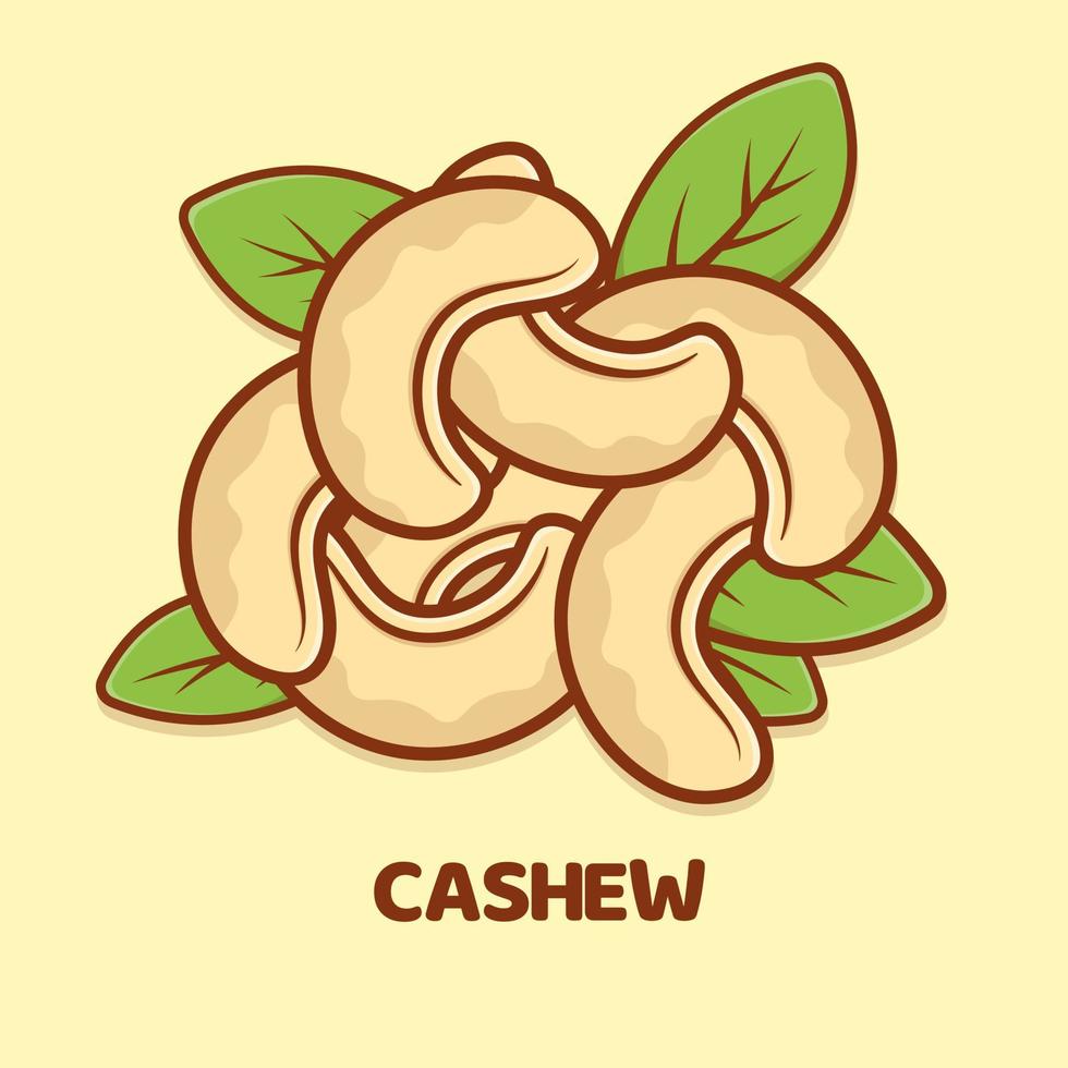 Cashew-Samen-Cartoon-Vektor-Symbol-Illustration isoliert vektor