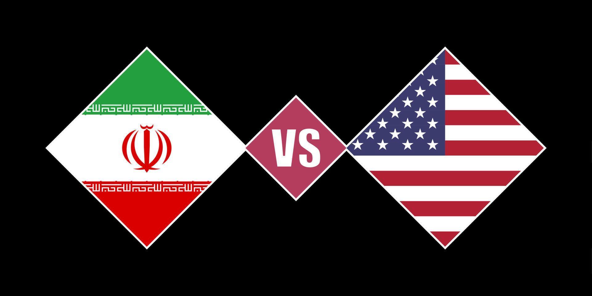 Iran vs USA flagga koncept. vektor illustration.