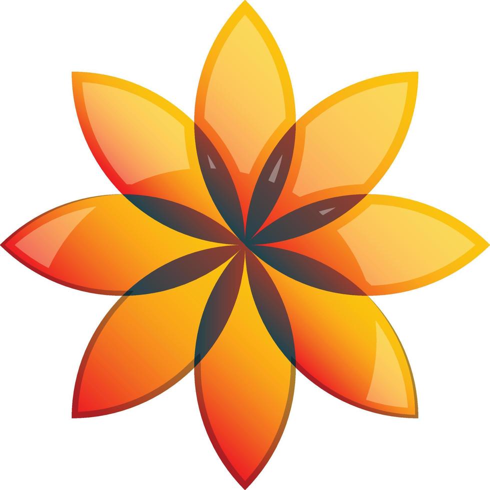 abstrakt åtta kronblad blomma logotyp illustration i trendig och minimal stil vektor