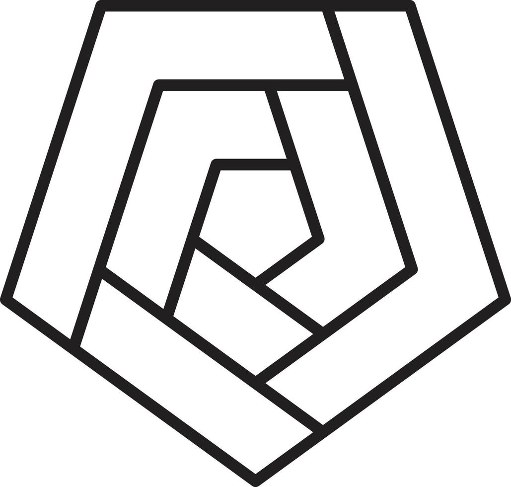abstrakte Pentagon-Labyrinth-Logo-Illustration im trendigen und minimalistischen Stil vektor