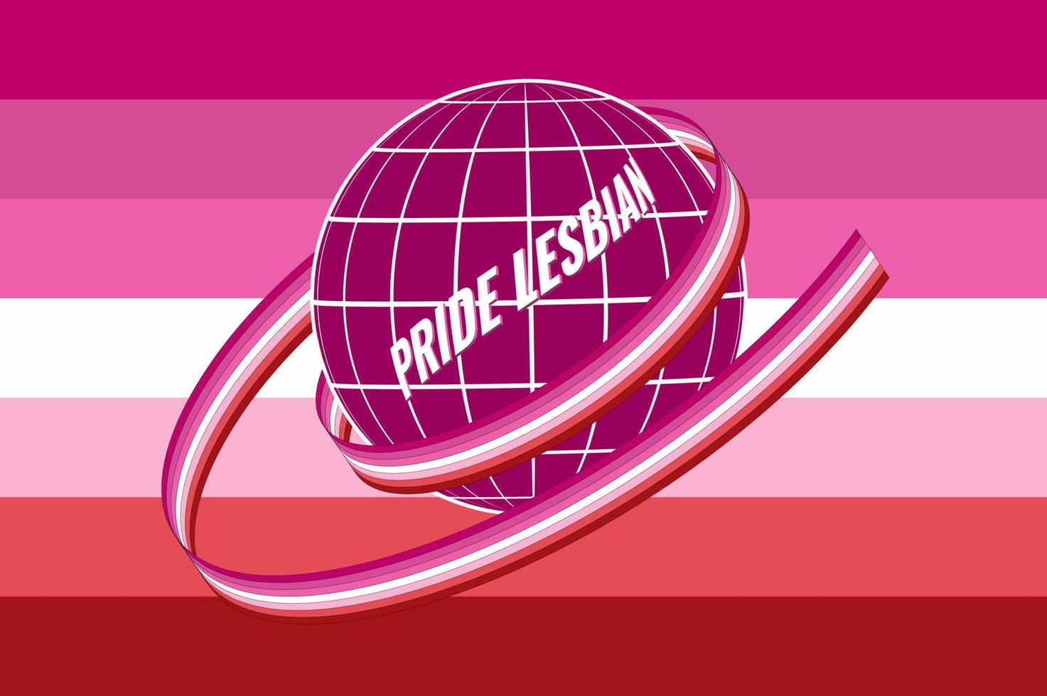 lesbisches subkultursymbol für frauen. Vektor-Illustration. der boden, bemalt in den farben der flagge, ist in ein band mit der offiziellen flagge der lgbt-gemeinschaft gewickelt. vektor