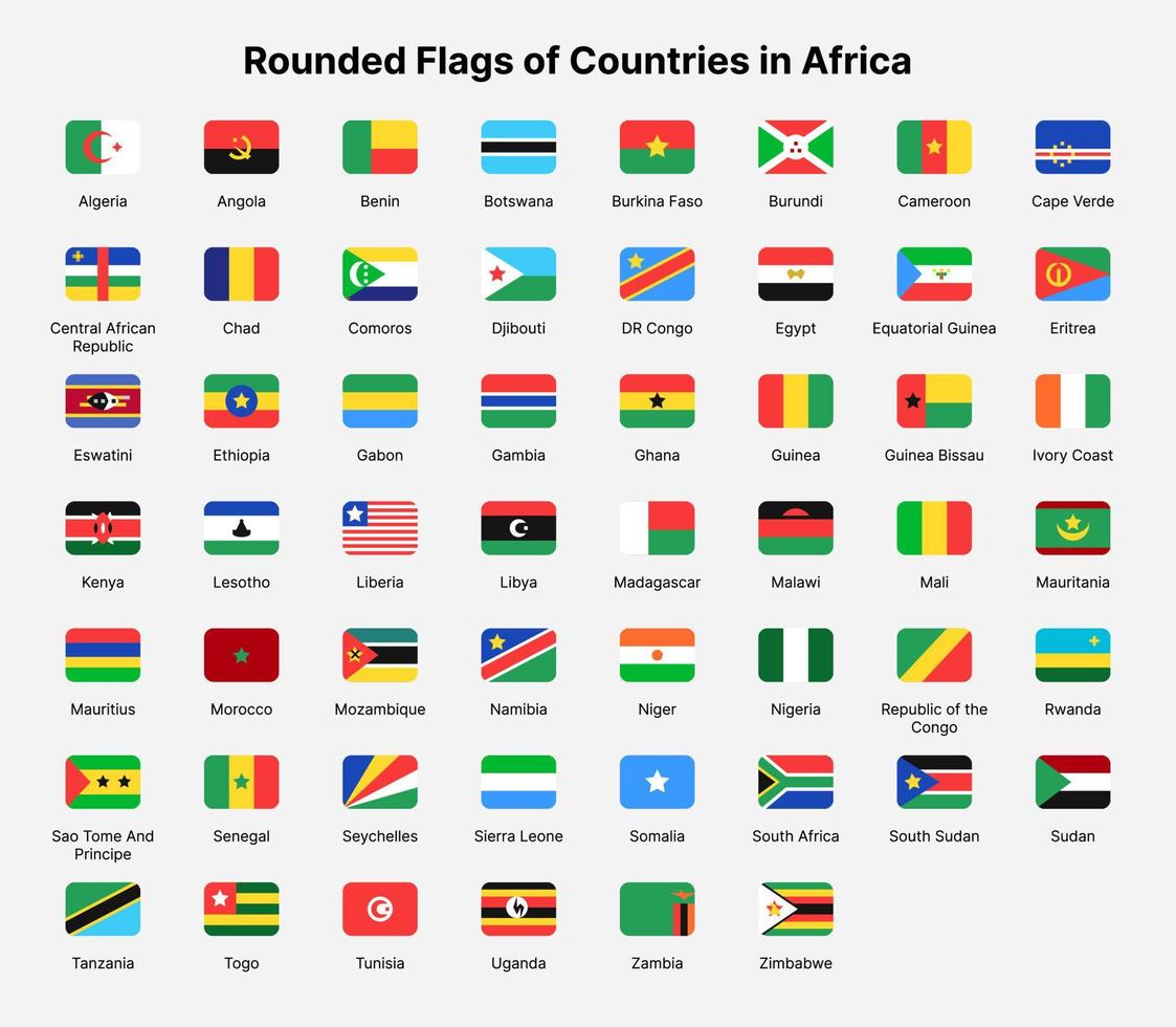 Flaggen der afrikanischen Länder. abgerundete Flaggen der Länder in Afrika. vektor