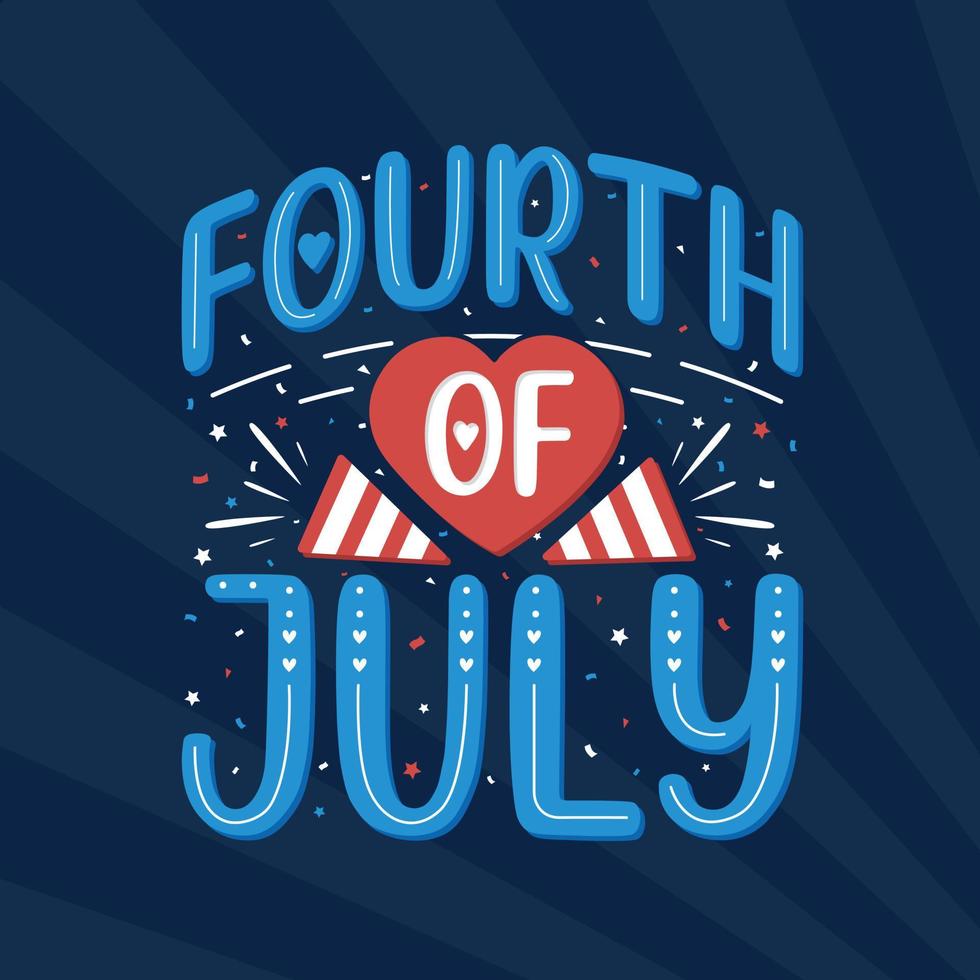fjärde av juli, Lycklig oberoende dag text fri vektor