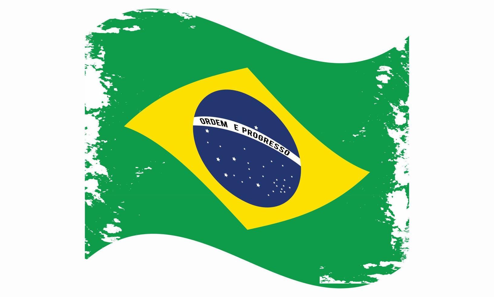 Brasilien vågig grunge borsta flagga design vektor