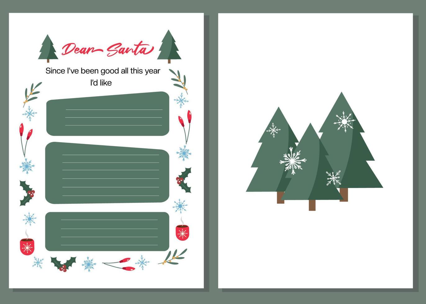 jul önskar lista mall på en vit bakgrund. ritad för hand vektor grafisk för jul med vinter- design element.