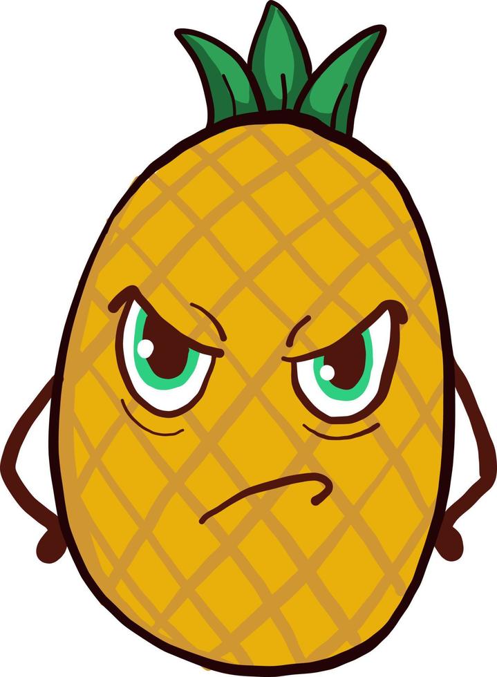 Wütende Ananas, Illustration, Vektor auf weißem Hintergrund