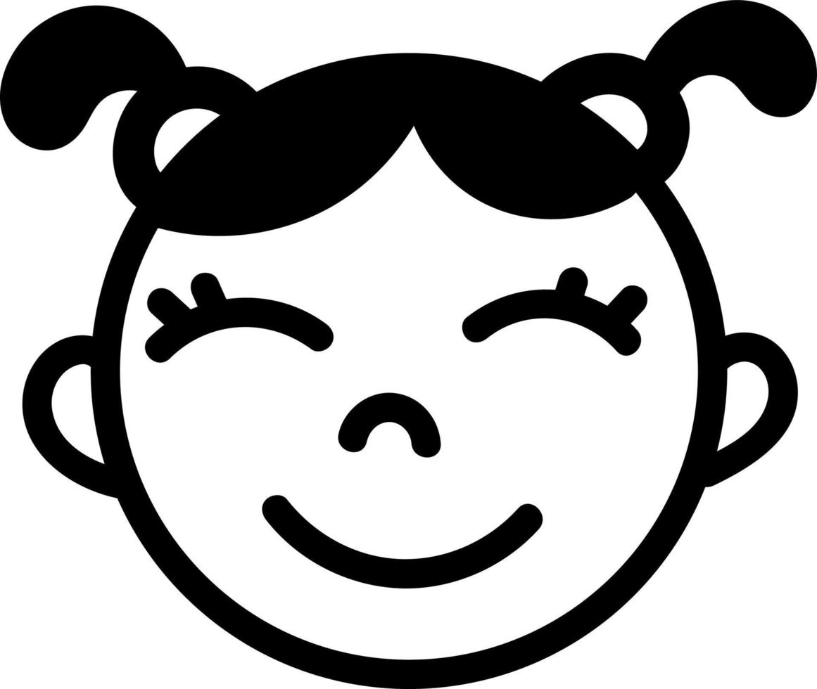 glückliches kleines Mädchen, Ikonenillustration, Vektor auf weißem Hintergrund