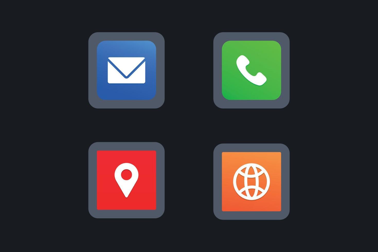 kontaktiert uns Icon-Set. standort, nachricht, telefonanruf, webvektorelemente. vektor