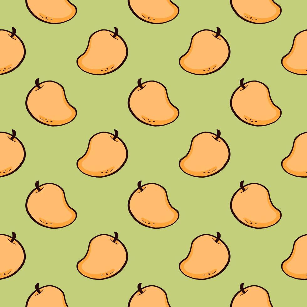 ljuv gul mango , sömlös mönster på en gul bakgrund. vektor