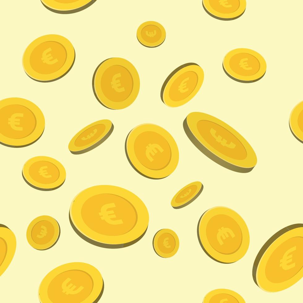 Euro-Goldmünze nahtlose Hintergrundmuster vektor