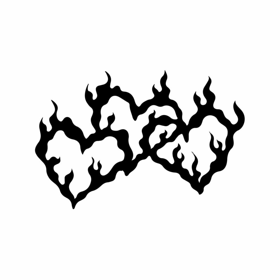 flammande hjärta kärlek på brand symbol logotyp på vit bakgrund. stam- stencil tatuering design begrepp. platt vektor illustration.