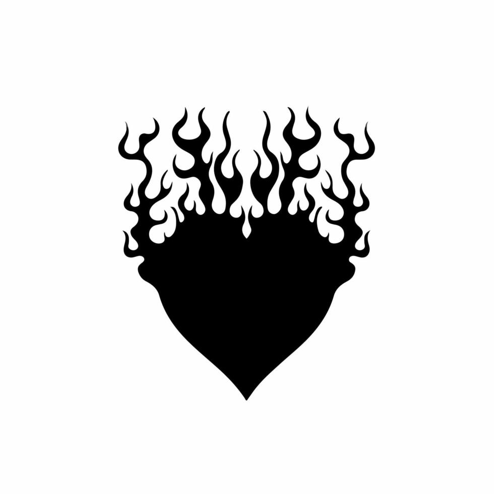 flammendes Herz Liebe auf Feuer Symbol Logo auf weißem Hintergrund. Stammes-Schablone Tattoo-Design-Konzept. flache vektorillustration. vektor