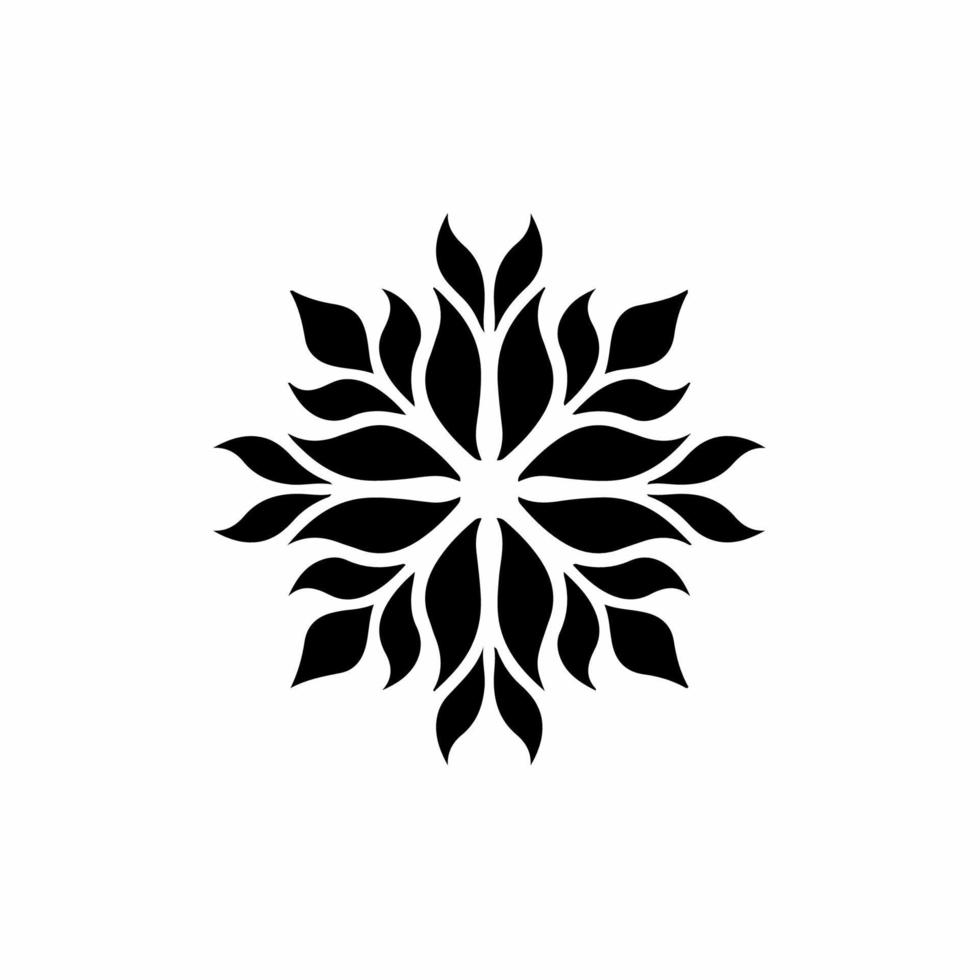 svart mandala stam- blomma symbol logotyp på vit bakgrund. stencil dekal tatuering design. platt vektor illustration.