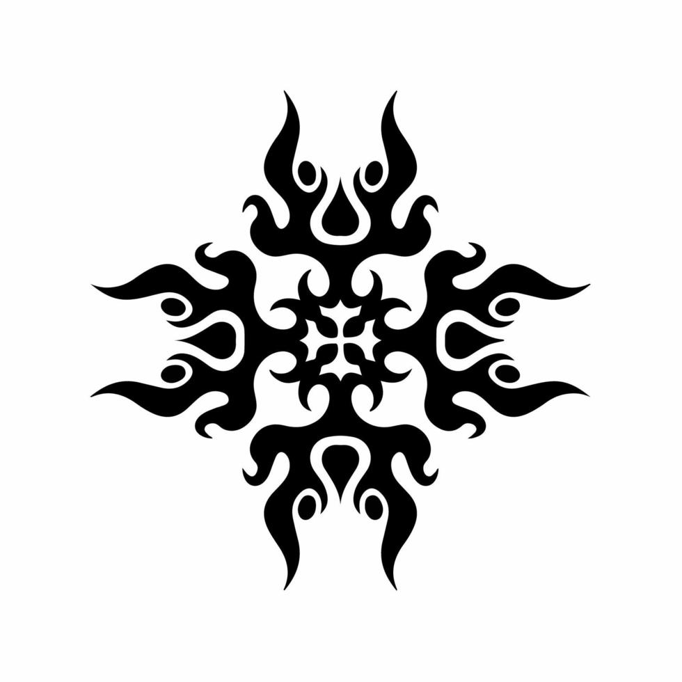 schwarzes Mandala Tribal Dreizack Symbol Logo auf weißem Hintergrund. Schablonen-Aufkleber Tattoo-Design. flache vektorillustration. vektor