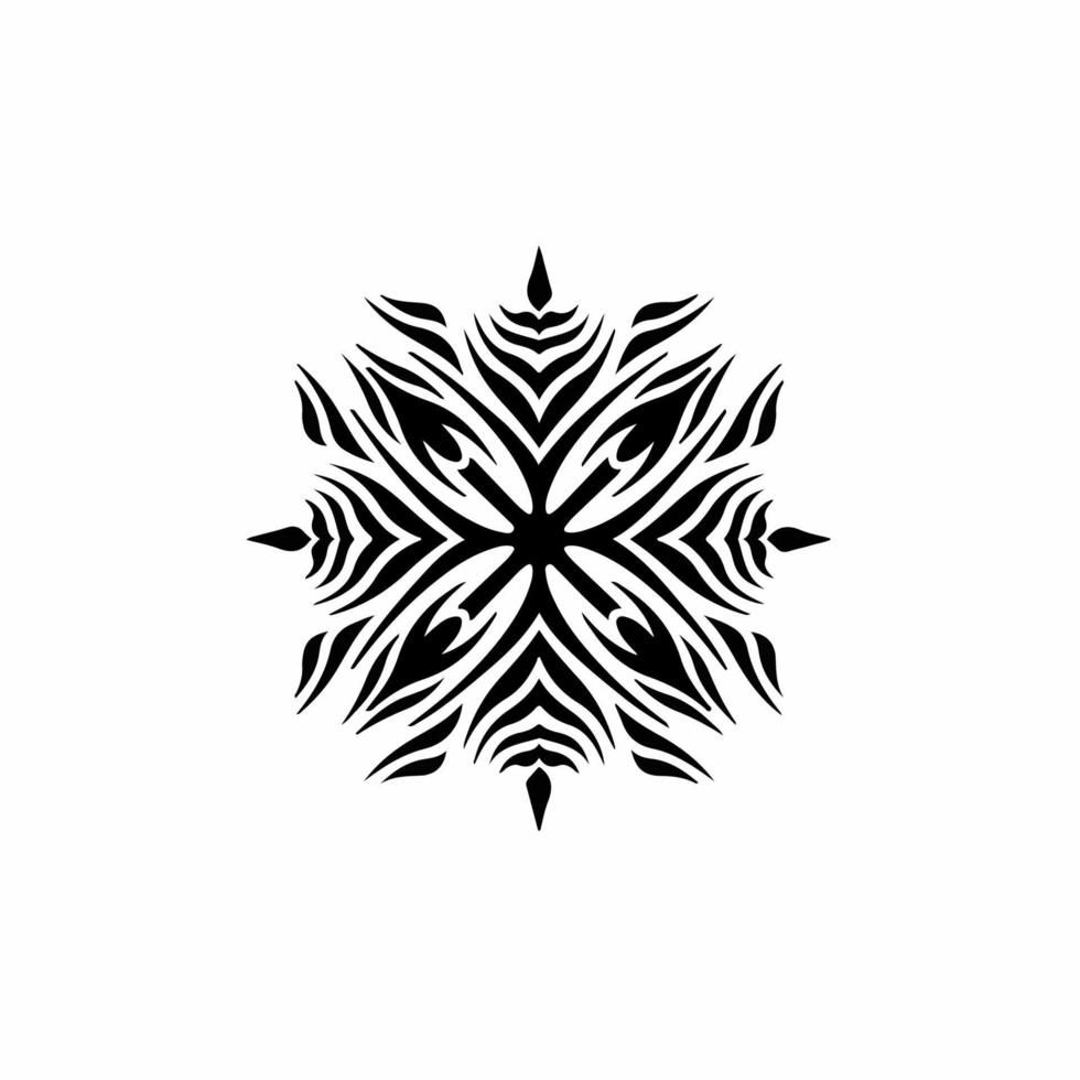 schwarzes Mandala Tribal Dreizack Symbol Logo auf weißem Hintergrund. Schablonen-Aufkleber Tattoo-Design. flache vektorillustration. vektor