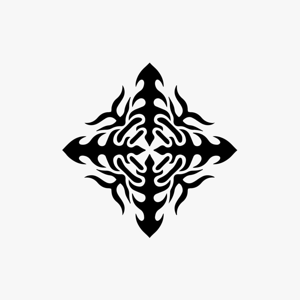 schwarzes Mandala Tribal Dreizack Symbol Logo auf weißem Hintergrund. Schablonen-Aufkleber Tattoo-Design. flache vektorillustration. vektor