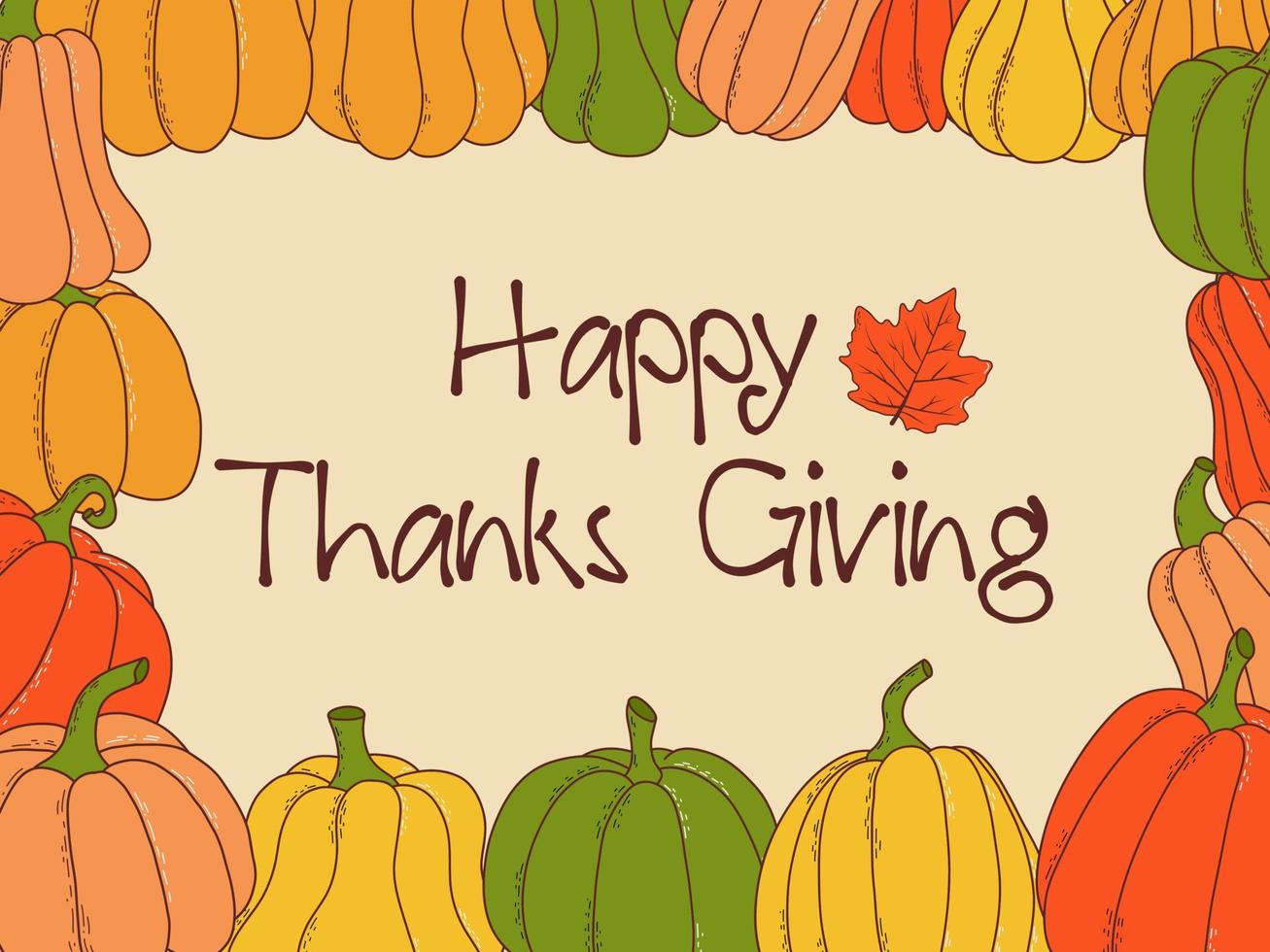 Happy Thanksgiving handgezeichnete Einladung oder Grußkarte. Vektor-Illustration vektor