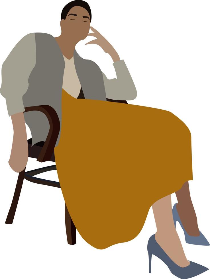 Mädchen auf einem Stuhl, Illustration, Vektor auf weißem Hintergrund.