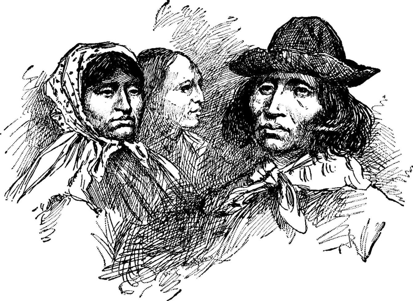 cherokee indianer, årgång illustration. vektor