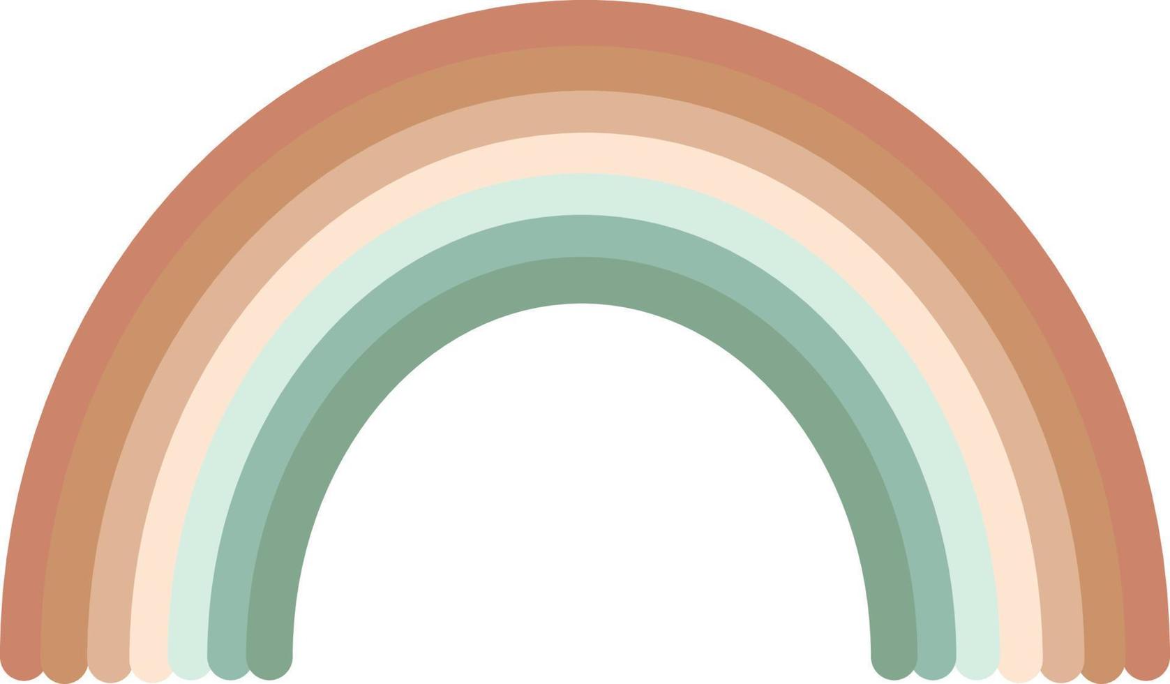Regenbogen im flachen Stil. boho, sanftes pastellfarbenes niedliches element vektor