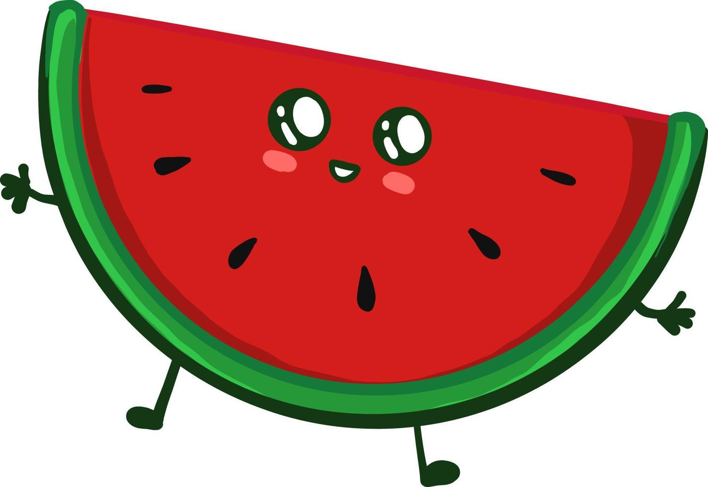 süße kleine Wassermelonenscheibe, Illustration, Vektor auf weißem Hintergrund.