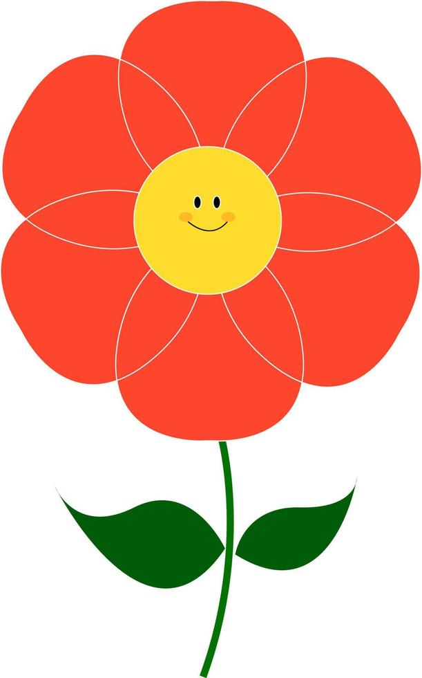 rote Blume mit Augen, Illustration, Vektor auf weißem Hintergrund