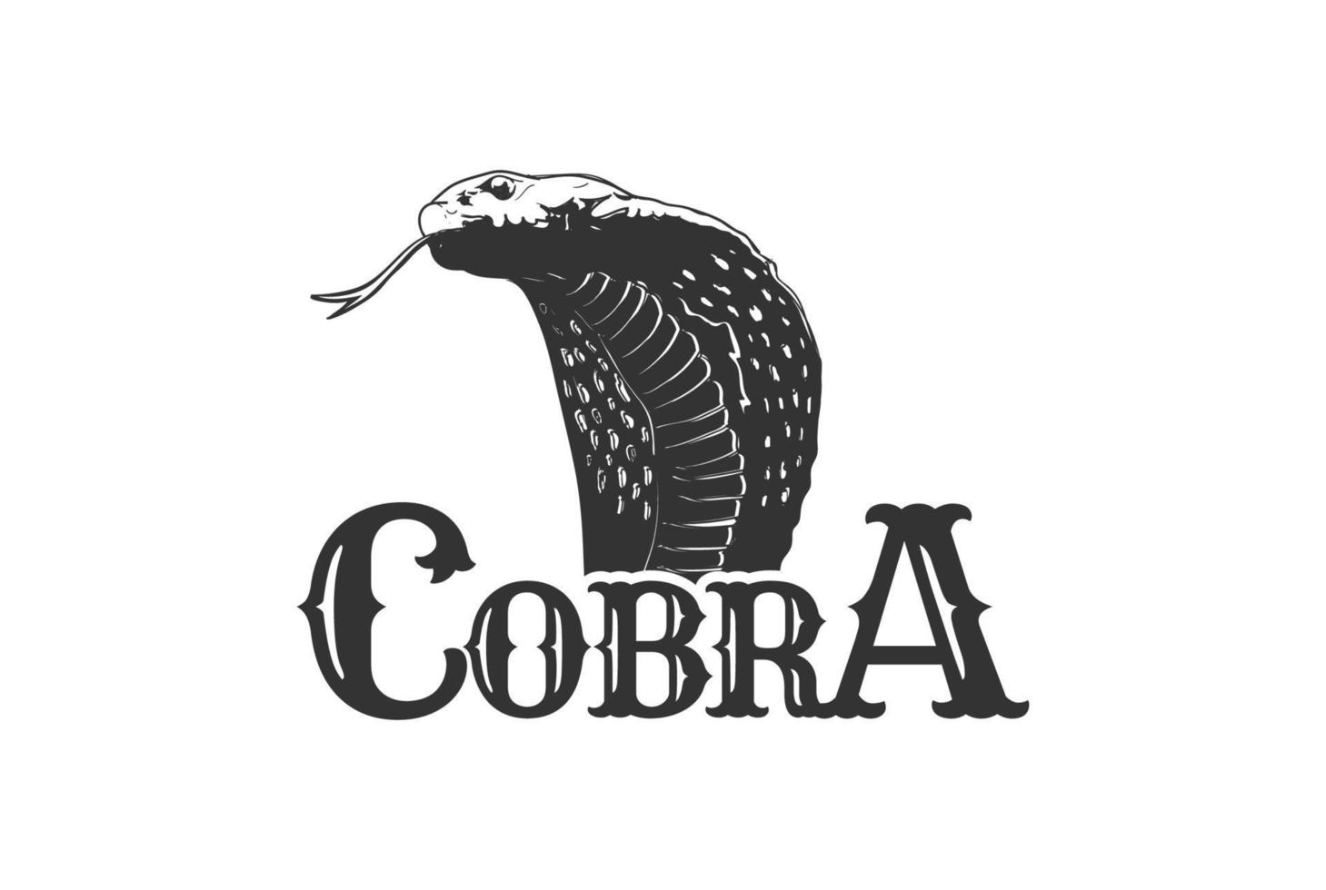 årgång retro svart mamba kobra orm huvud logotyp design vektor