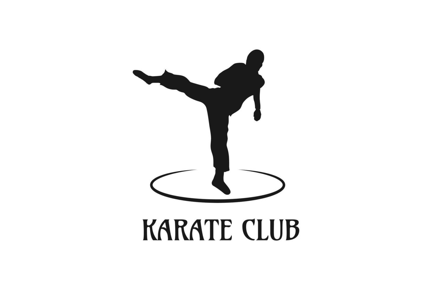 Mann männliche Trittsilhouette für Karate-Judo-Taekwondo-Sportverein-Wettkampflogo vektor