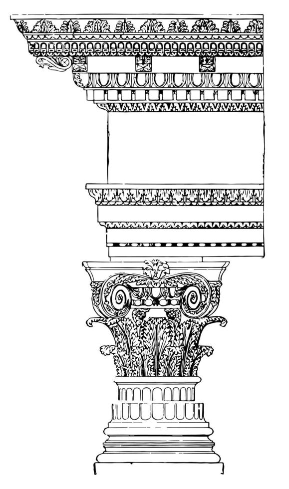 zusammengesetzte Ordnung, Ornament, Vintage-Gravur. vektor