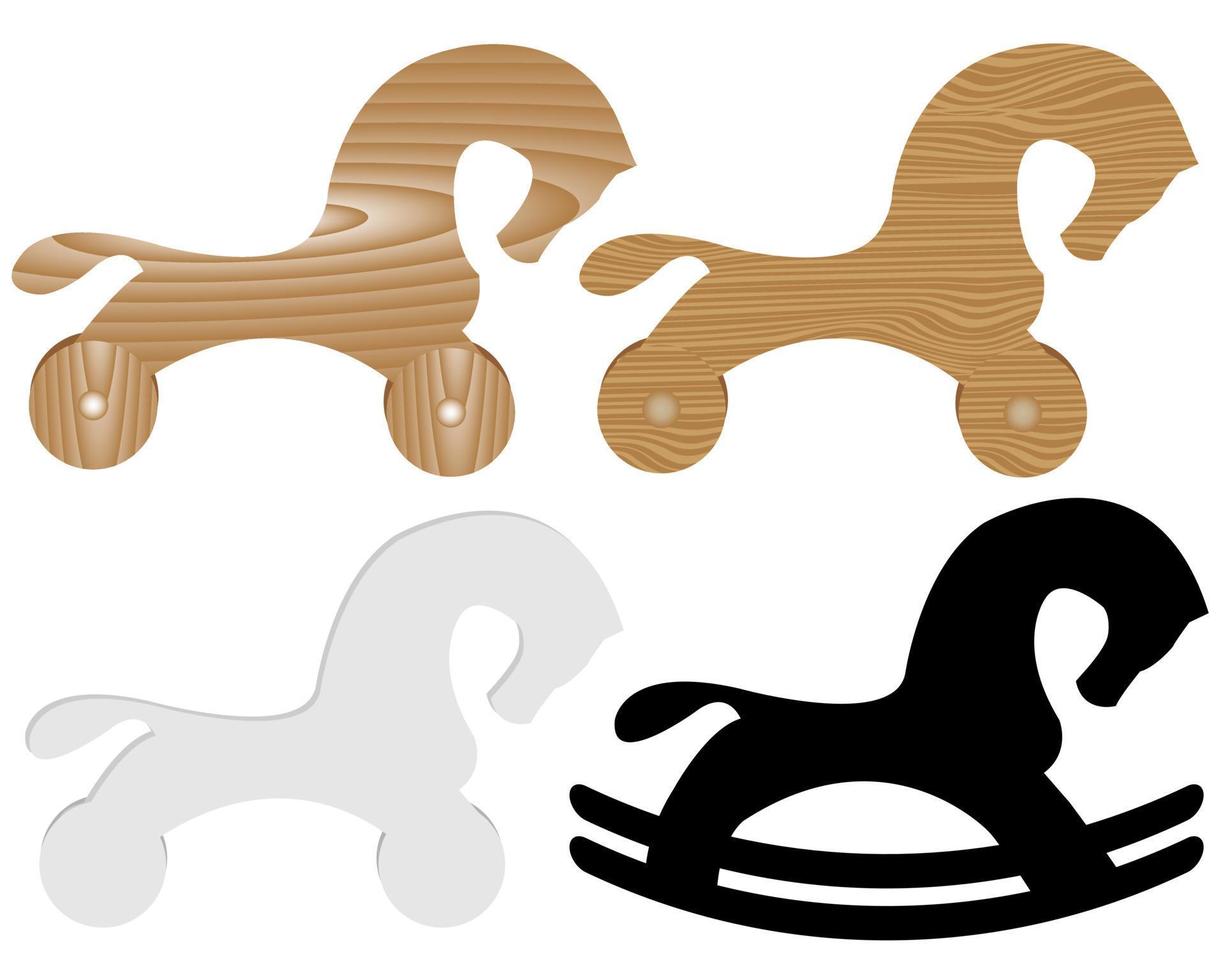 leksak häst tillverkad av trä och papper silhuett på en vit bakgrund vektor