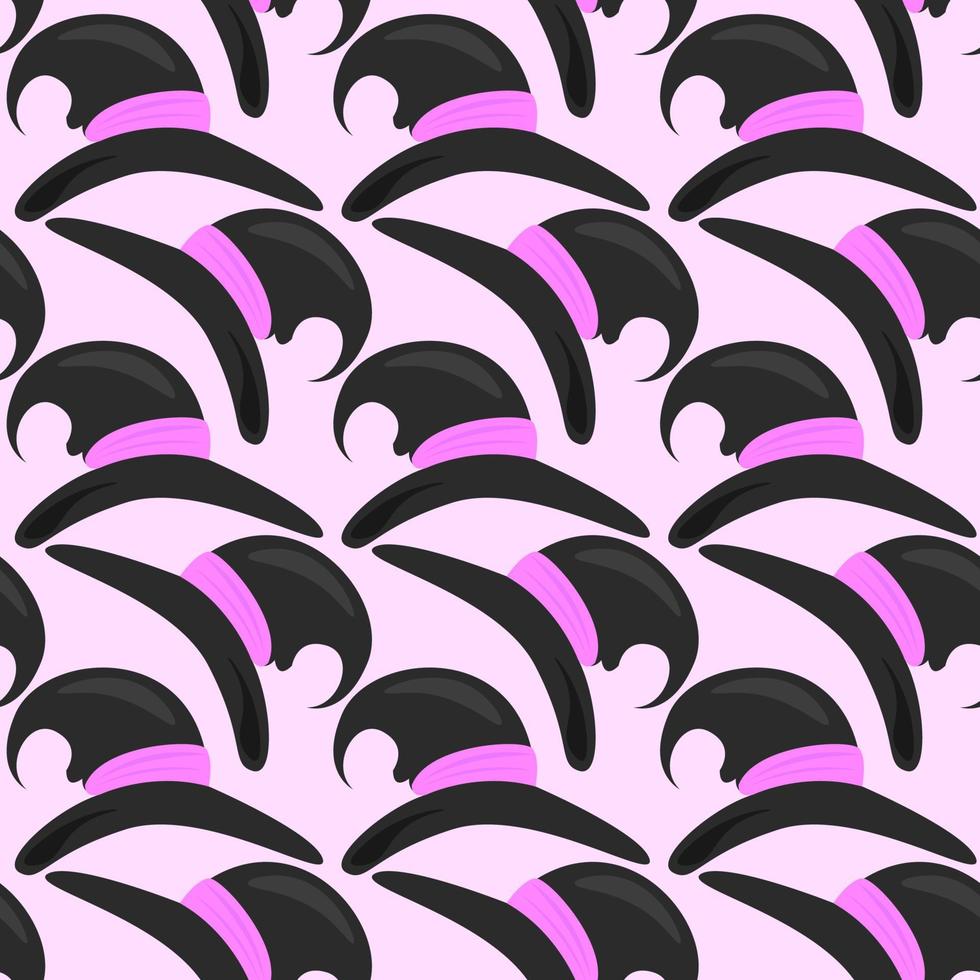 Halloween-Hut, nahtloses Muster auf violettem Hintergrund. vektor