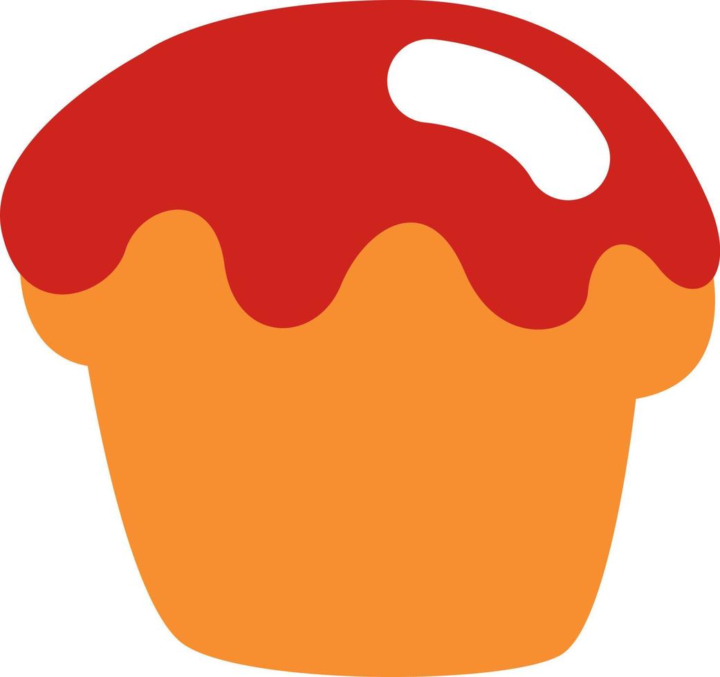 muffin med röd glasyr, illustration, vektor på en vit bakgrund.